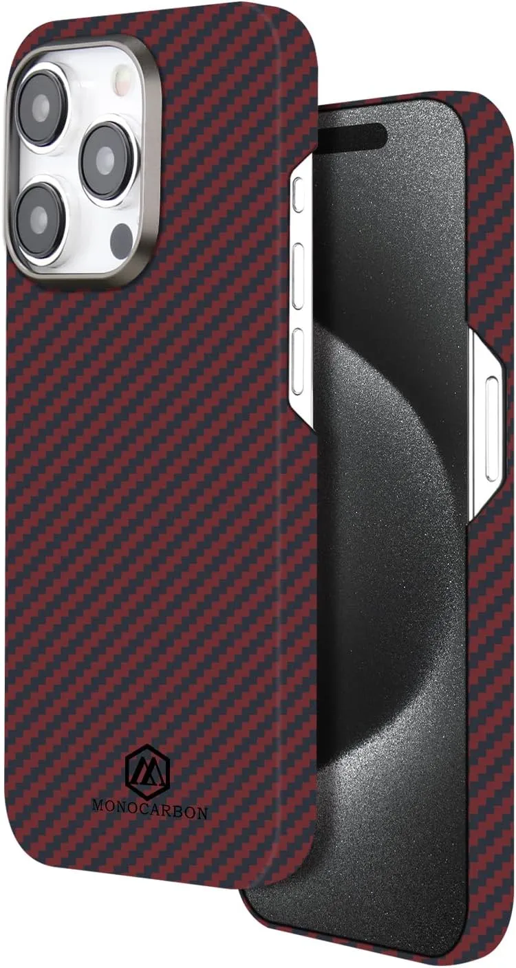 MONOCARBON iPhone 15 Pro MAX Case (ULTRA SLIM) Real Aramid Fiber [MagFit]