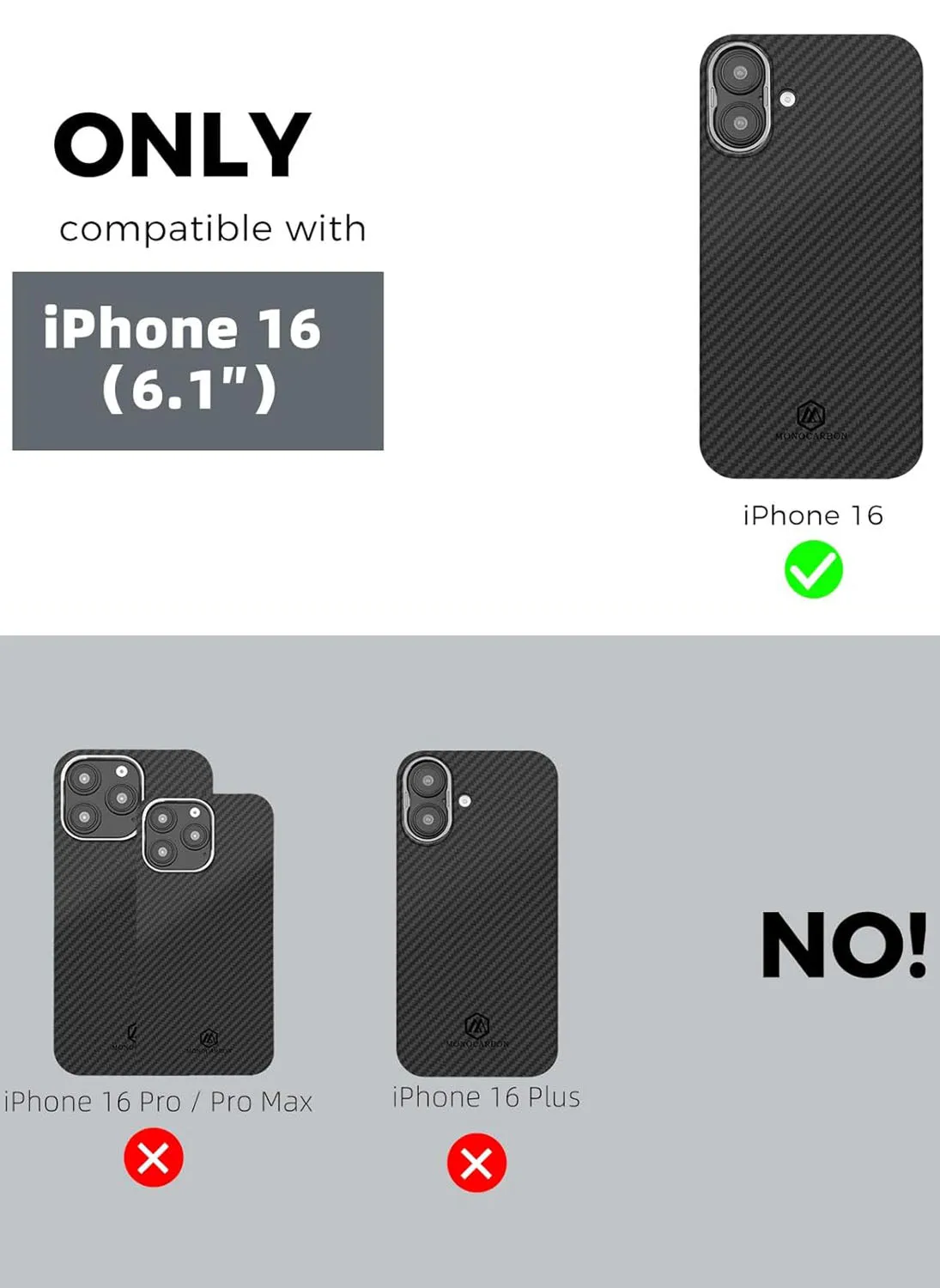MONOCARBON iPhone 16 Case Real 600D Aramid Fiber [Magsafe]