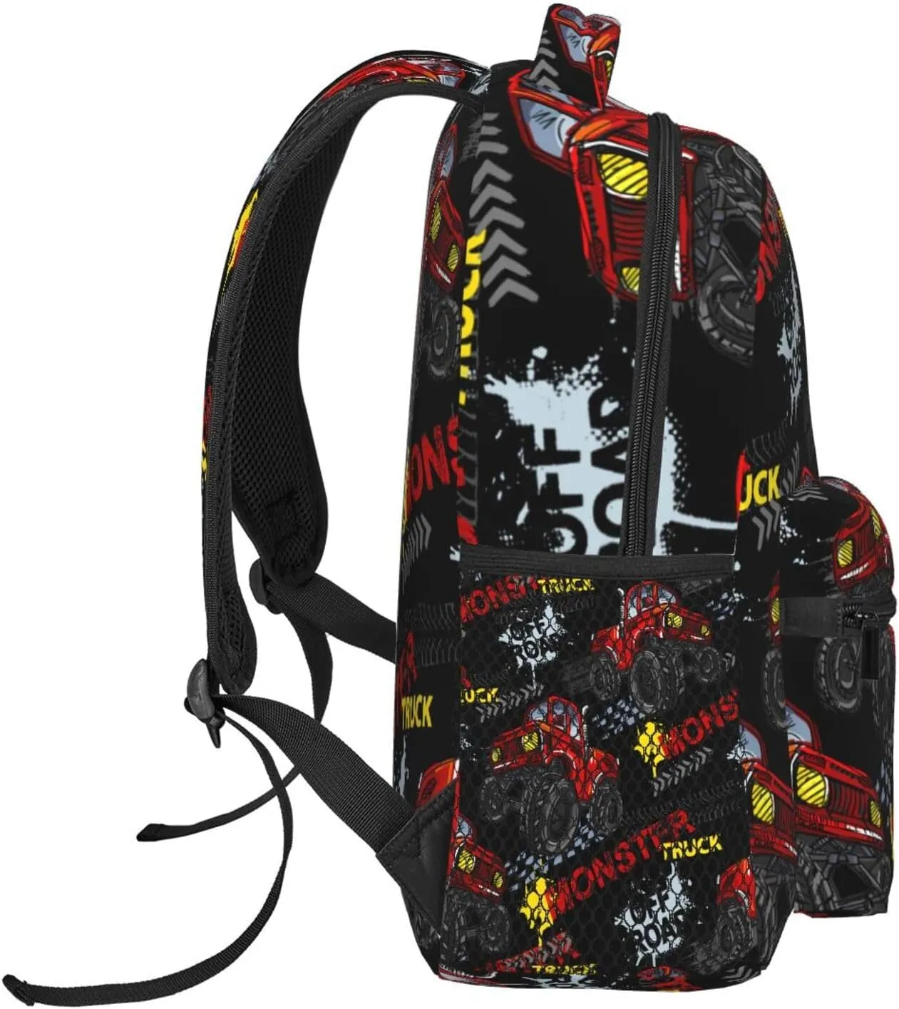 Monster Red Black Truck Pattern Backpack For School Laptop Bags Bookbag Big Casual Daypack For Student Girls Boys Kids Teens Travel Sports Work