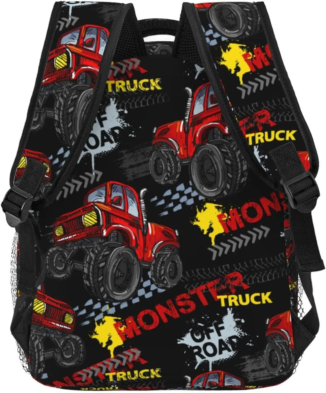 Monster Red Black Truck Pattern Backpack For School Laptop Bags Bookbag Big Casual Daypack For Student Girls Boys Kids Teens Travel Sports Work