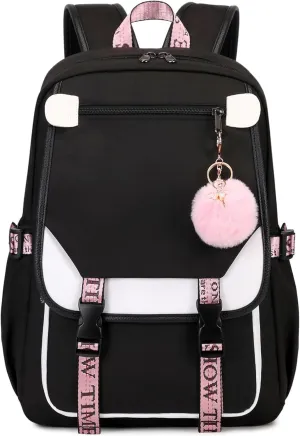 MOONBABY Girls Backpack School Bookbag for Teens Large Capacity Aesthetics Bags for Middle High School, White
