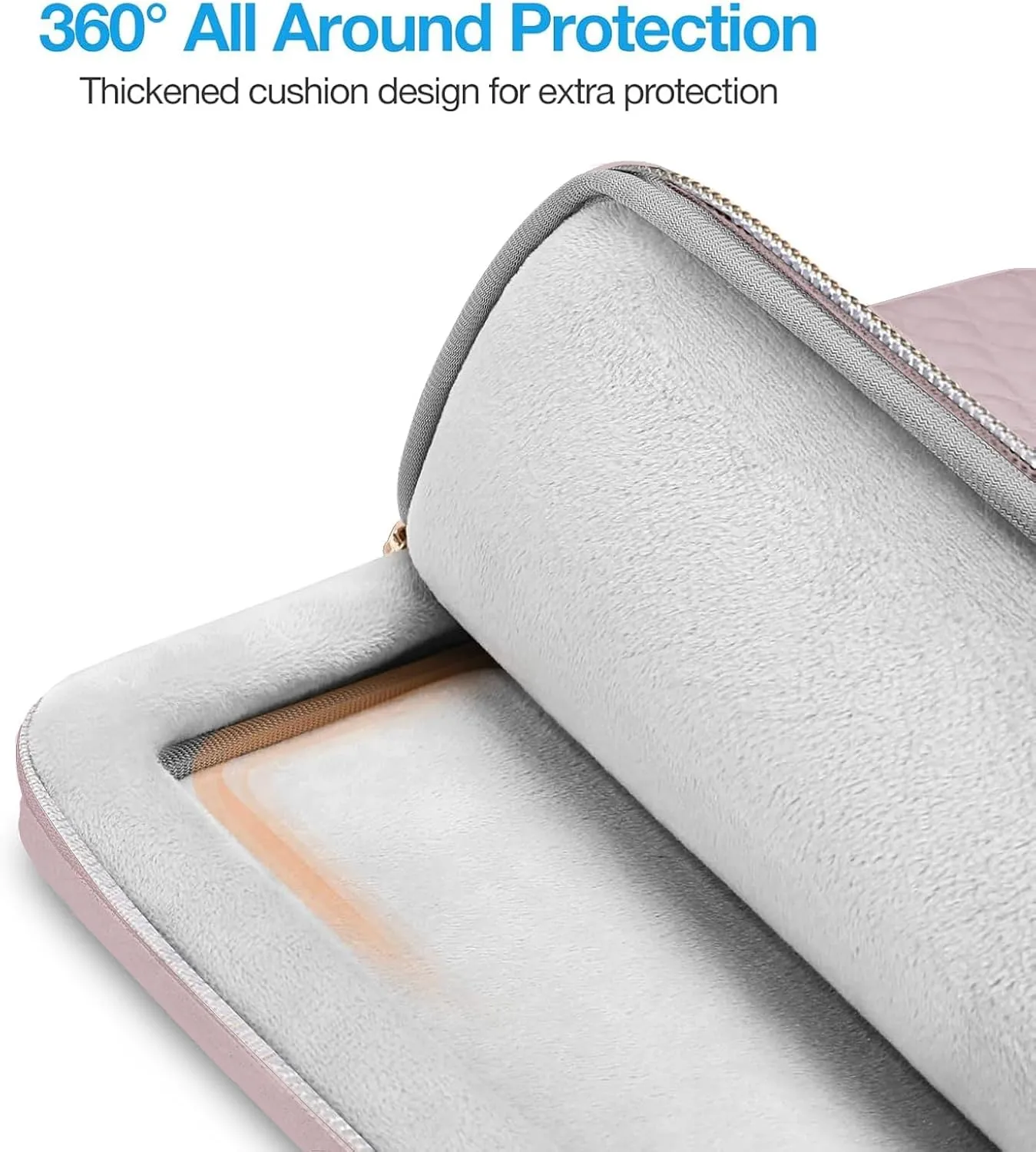 MOSISO 13-14 inch 360 Protective Laptop Sleeve, Compatible with MacBook Air/Pro 13/Pro 14 inch, 13.3 inch Carrying Case Square Quilted Side Open Bag with Horizontal Pockets&Small Case&Belt, Pink