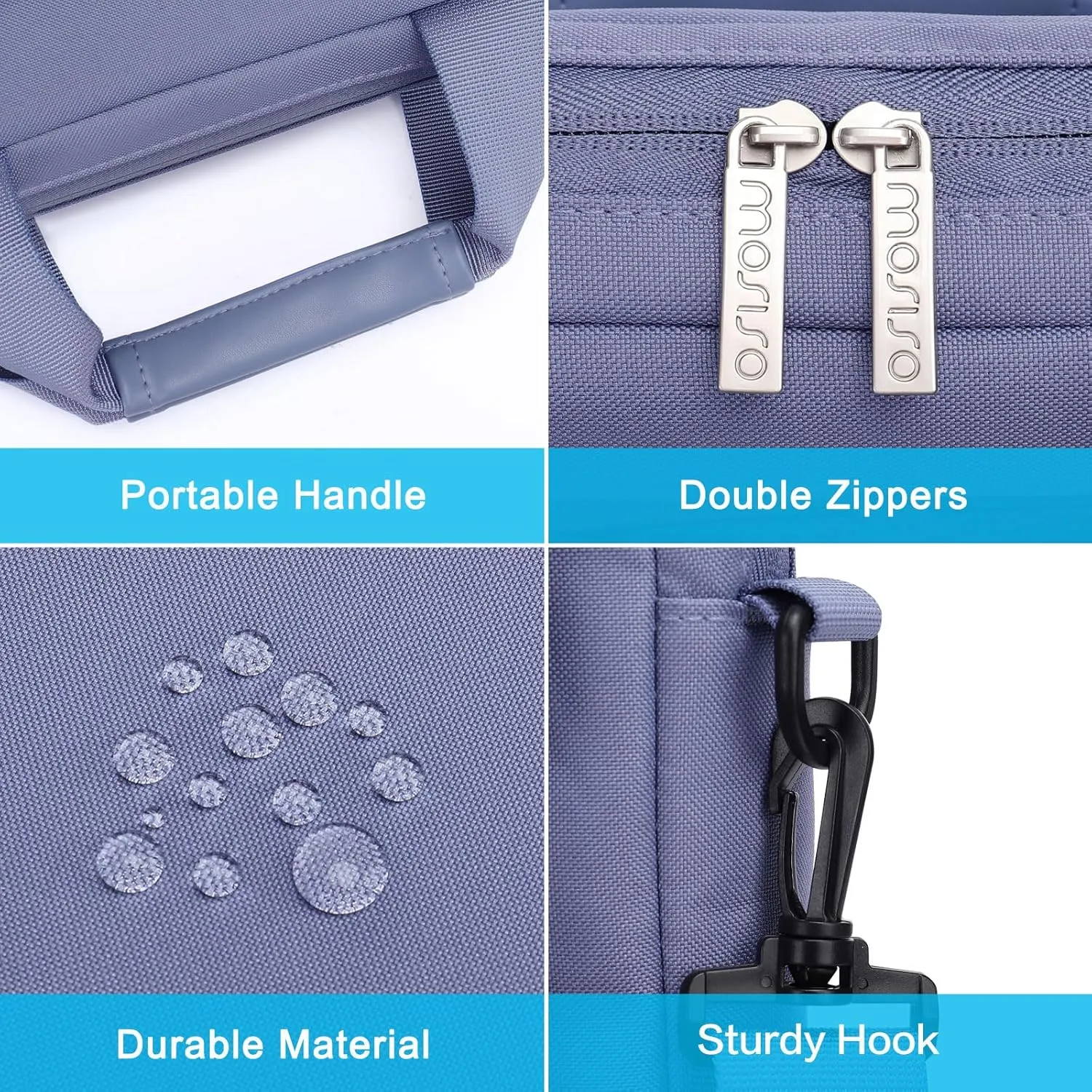 MOSISO Laptop Shoulder Bag Compatible with MacBook Air/Pro,13-13.3 inch Notebook,Compatible with MacBook Pro 14 inch M4 M3 M2 M1 with 2 Raised&1 Flapover&1 Horizontal Pocket&Handle&Belt, Lavender Gray