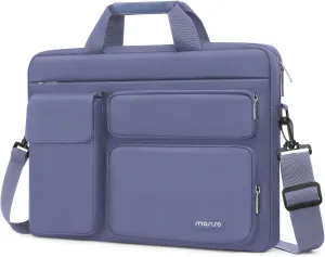MOSISO Laptop Shoulder Bag Compatible with MacBook Air/Pro,13-13.3 inch Notebook,Compatible with MacBook Pro 14 inch M4 M3 M2 M1 with 2 Raised&1 Flapover&1 Horizontal Pocket&Handle&Belt, Lavender Gray