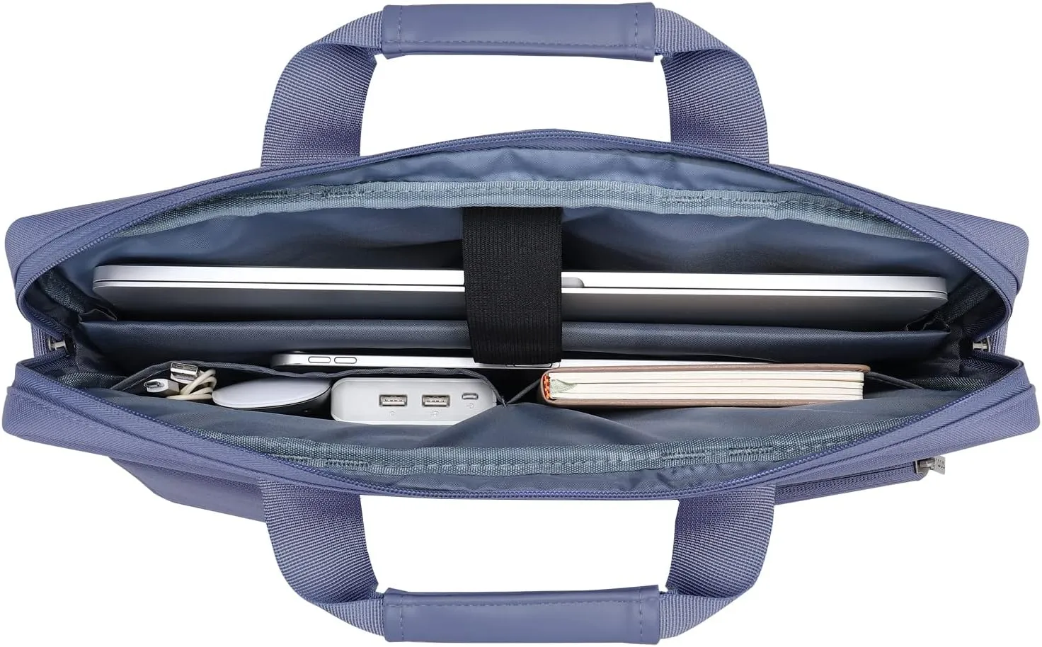 MOSISO Laptop Shoulder Bag Compatible with MacBook Air/Pro,13-13.3 inch Notebook,Compatible with MacBook Pro 14 inch M4 M3 M2 M1 with 2 Raised&1 Flapover&1 Horizontal Pocket&Handle&Belt, Lavender Gray