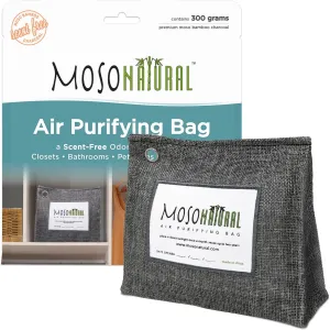 Moso Natural Air Purifying Bag 300g (10.58oz) Premium Bamboo Charcoal Odor Absorber for Home & Pet | Closet Odor Eliminator & Small Room Deodorizer | Charcoal Bags Last 2 Years | Unscented