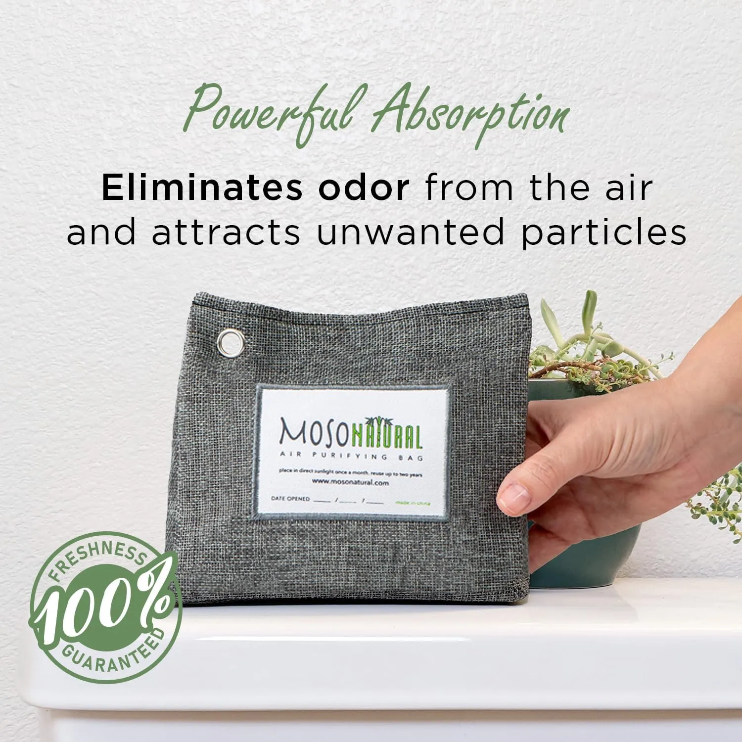 Moso Natural Air Purifying Bag 300g (10.58oz) Premium Bamboo Charcoal Odor Absorber for Home & Pet | Closet Odor Eliminator & Small Room Deodorizer | Charcoal Bags Last 2 Years | Unscented