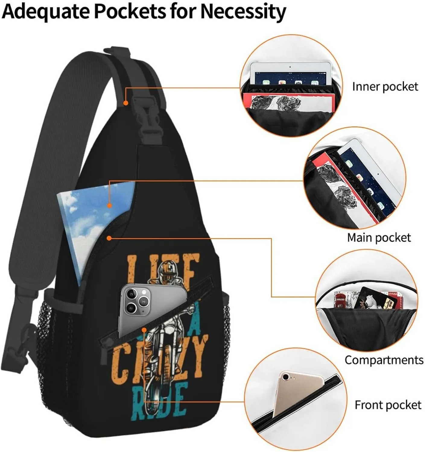 Motocross Dirt Bike Racing Flying Jump Sling Bag Adjustable Crossbody Bag Casual Chest Bags Travel Shoulder Backpack