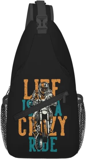 Motocross Dirt Bike Racing Flying Jump Sling Bag Adjustable Crossbody Bag Casual Chest Bags Travel Shoulder Backpack