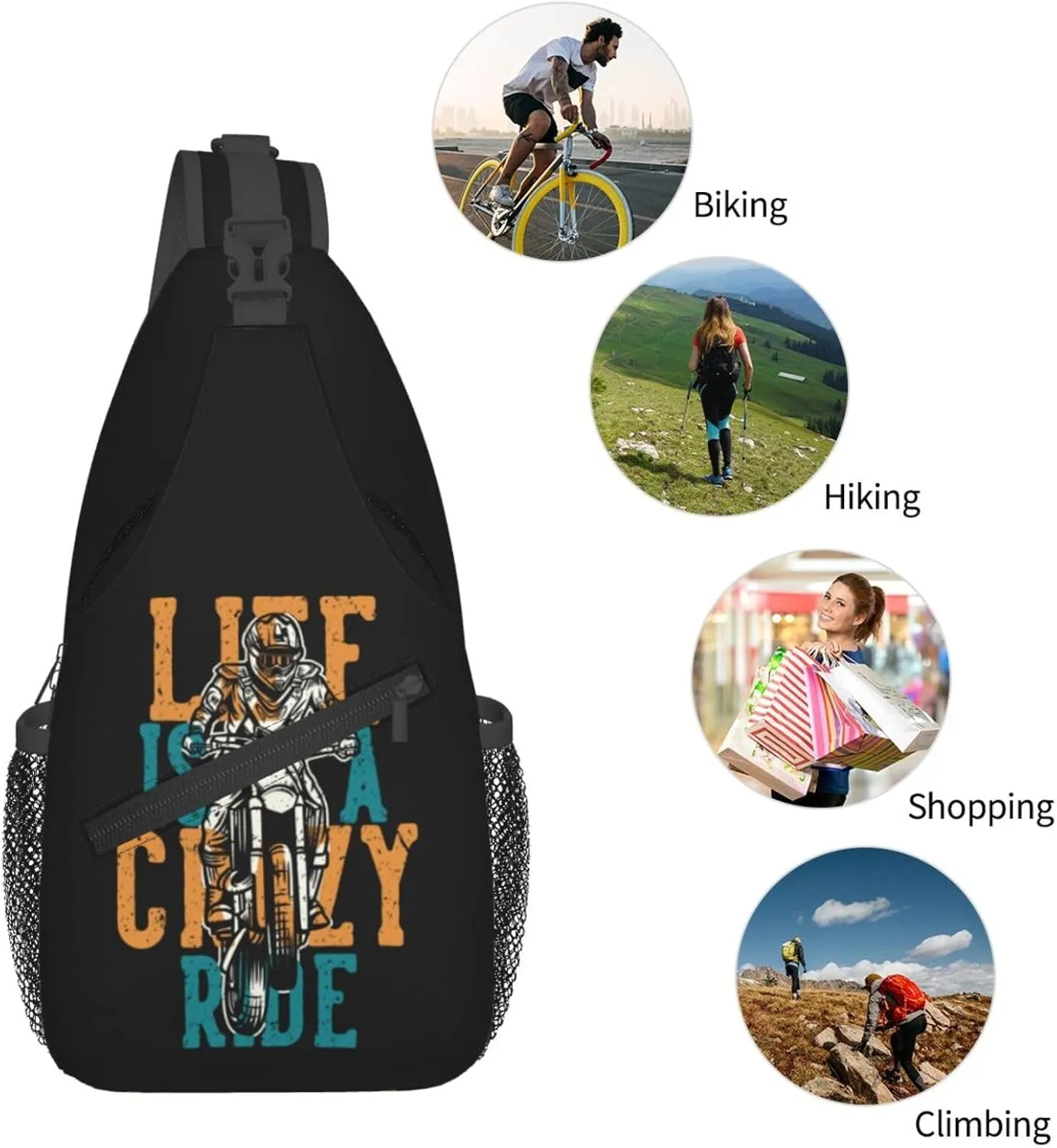 Motocross Dirt Bike Racing Flying Jump Sling Bag Adjustable Crossbody Bag Casual Chest Bags Travel Shoulder Backpack