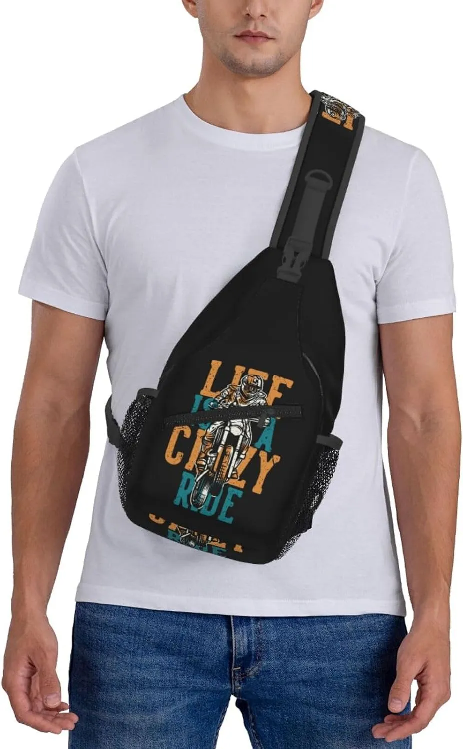 Motocross Dirt Bike Racing Flying Jump Sling Bag Adjustable Crossbody Bag Casual Chest Bags Travel Shoulder Backpack