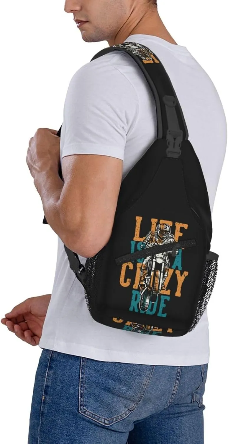Motocross Dirt Bike Racing Flying Jump Sling Bag Adjustable Crossbody Bag Casual Chest Bags Travel Shoulder Backpack