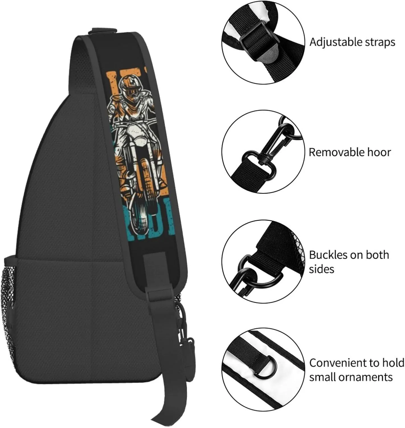 Motocross Dirt Bike Racing Flying Jump Sling Bag Adjustable Crossbody Bag Casual Chest Bags Travel Shoulder Backpack