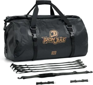 Motorcycle Dry Bag Waterproof 50L - Motorcycle Tail Bag Saddle Bags with Carbon Fiber Texture PVC 500D Motorbike Duffle Bag Camping Travel Luggage Bags