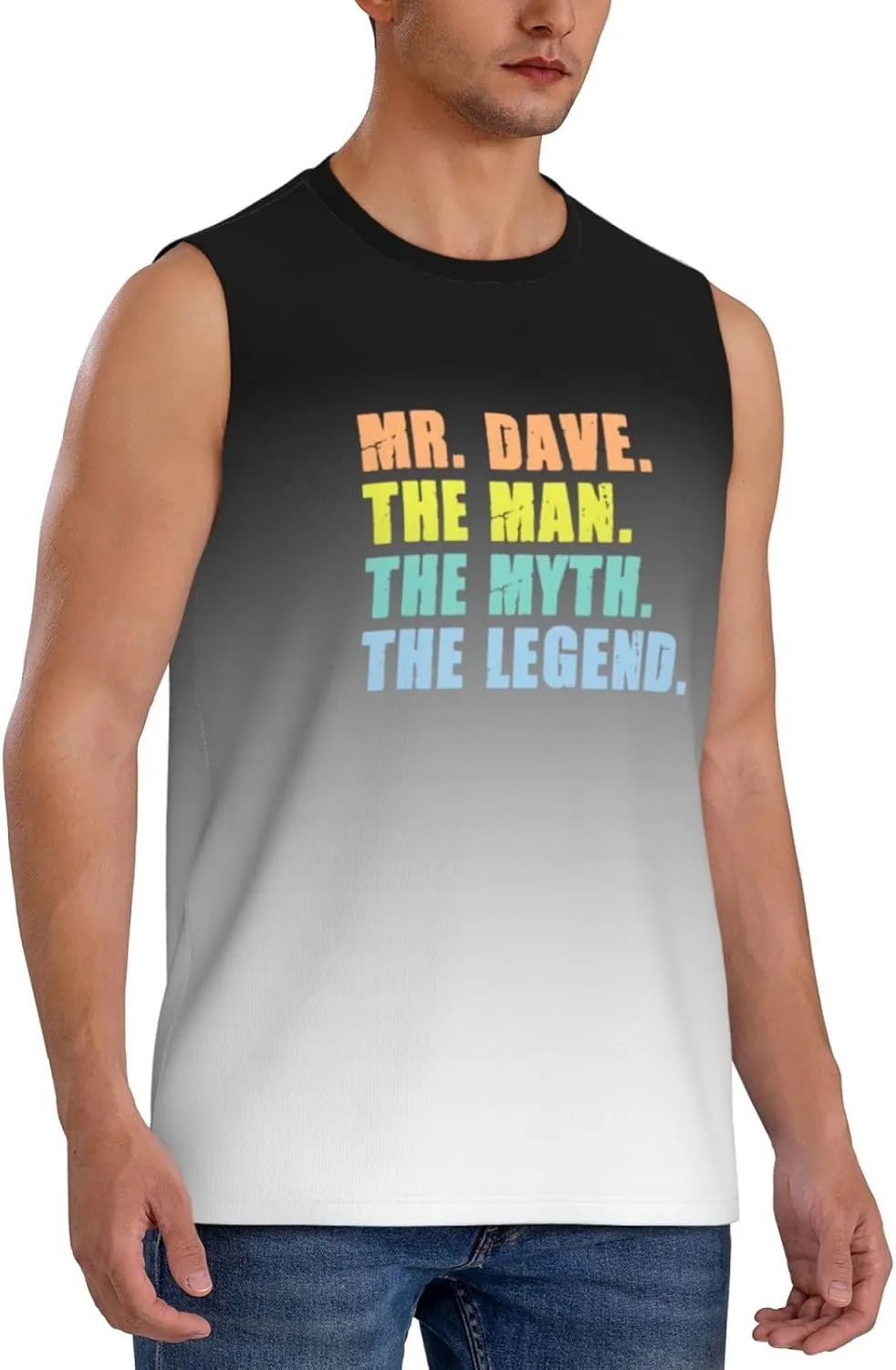 Mr. Dave The Man The Myth The Legend Men's Tank Tops Workout Gym Sleeveless Muscle Shirts Summer Beach Swim Shirt,