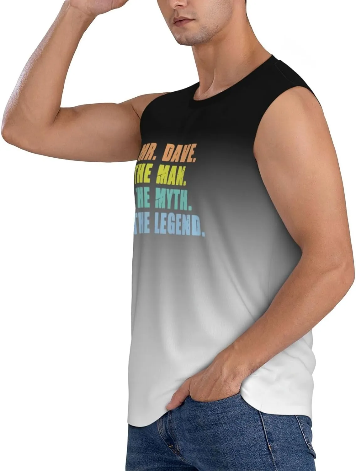 Mr. Dave The Man The Myth The Legend Men's Tank Tops Workout Gym Sleeveless Muscle Shirts Summer Beach Swim Shirt,