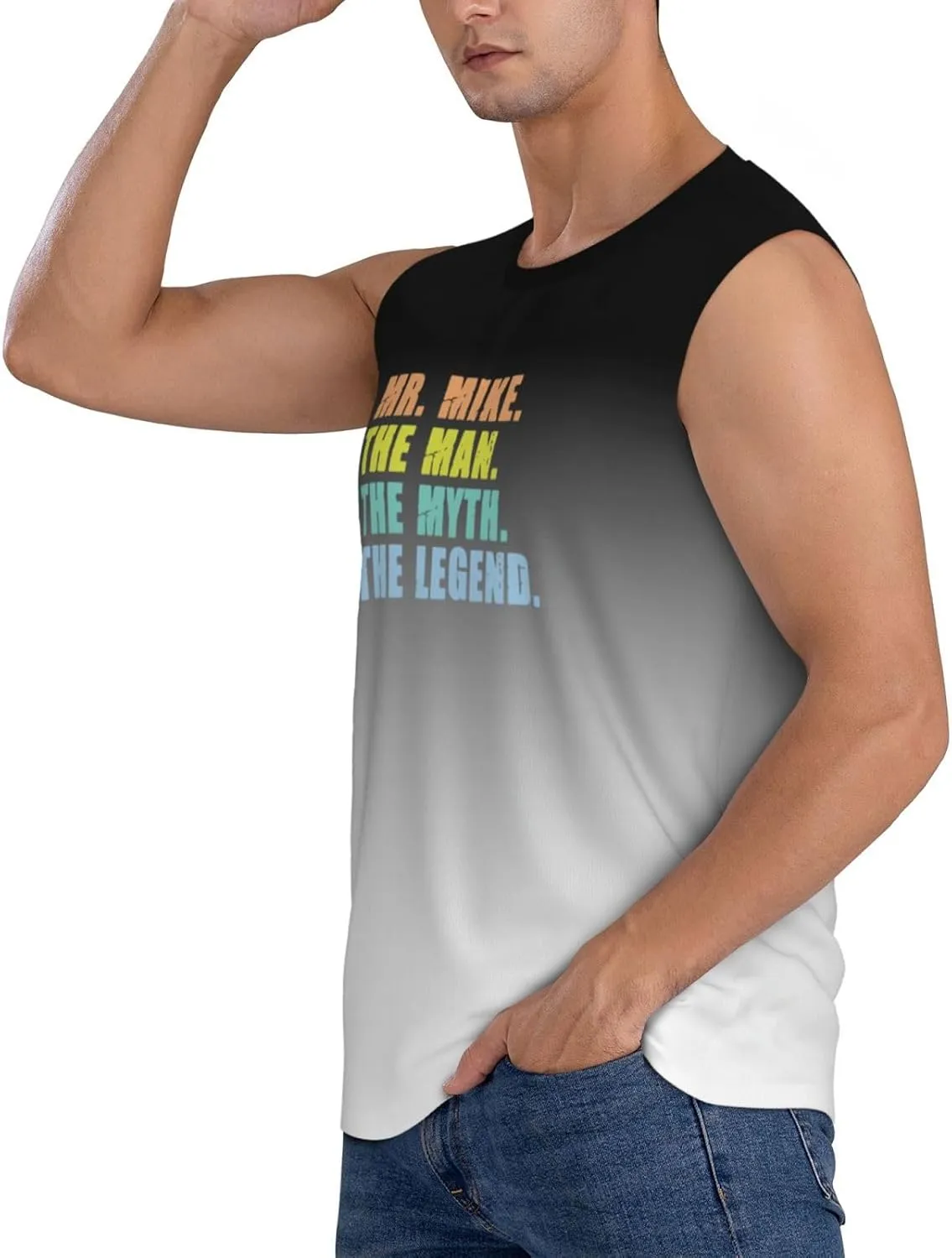 Mr. Mike The Man The Myth The Legend Men's Tank Tops Workout Gym Sleeveless Muscle Shirts Summer Beach Swim Shirt,