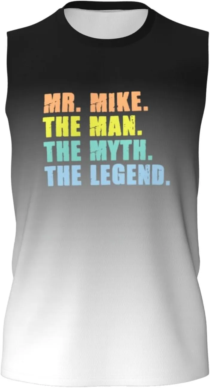 Mr. Mike The Man The Myth The Legend Men's Tank Tops Workout Gym Sleeveless Muscle Shirts Summer Beach Swim Shirt,