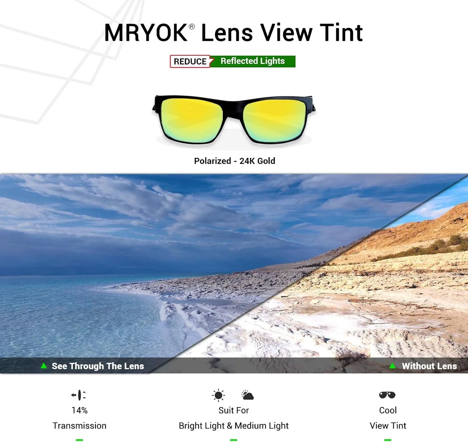 Mryok Replacement Lenses Compatible with Ray-Ban Mr Burbank RB2283 52mm - Options