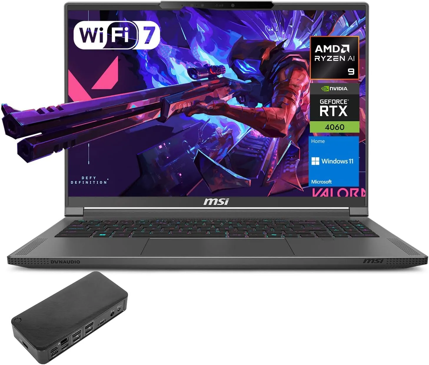 MSI Creator 16 Gaming Laptop, WQXGA 240Hz, AMD Ryzen AI 9 365, NVIDIA GeForce RTX 4060, 32GB RAM, 2TB SSD, Per Key RGB KB, Wi-Fi 7， W11 H, Bundle with Targus 100W Docking Station