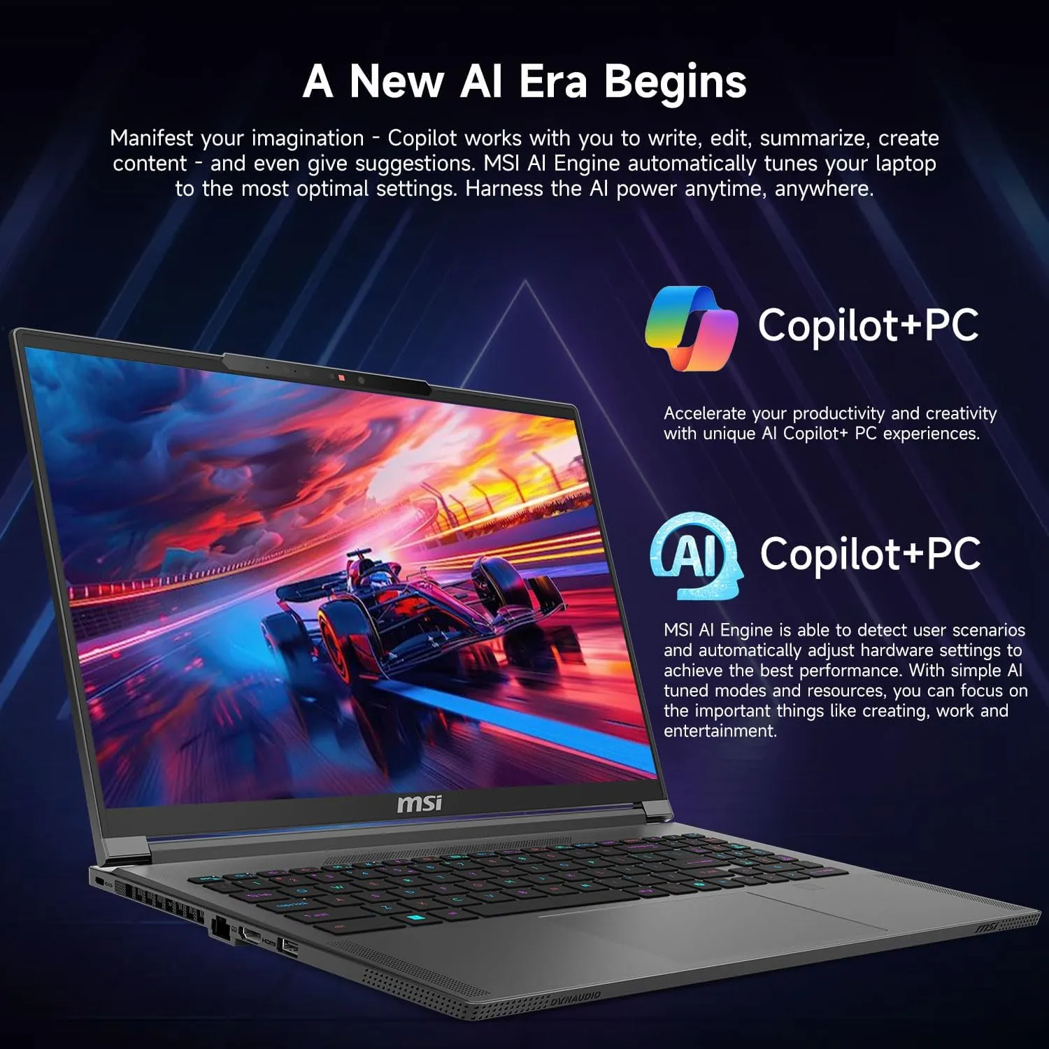 MSI Creator 16 Gaming Laptop, WQXGA 240Hz, AMD Ryzen AI 9 365, NVIDIA GeForce RTX 4060, 32GB RAM, 2TB SSD, Per Key RGB KB, Wi-Fi 7， W11 H, Bundle with Targus 100W Docking Station