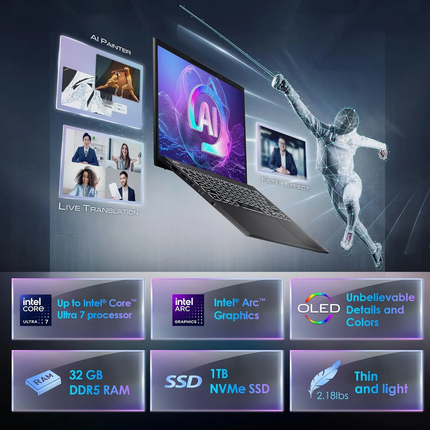 MSI Prestige 13 AI  Evo (2024) 13.3” 2.8K OLED Business Laptop: Intel Core Ultra 7-258V, Arc Graphics, 32GB LPDDR5x, 1TB NVMe SSD, Thunderbolt 4, WiFi 7, Win 11 Pro: Stellar Gray A2VMG-014US