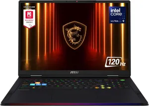 MSI Raider 18 HX AI 18” 120Hz UHD  Gaming Laptop: Intel Core U9-285HX, NVIDIA Geforce RTX 5090, 64GB DDR5, 2TB NVMe SSD, Thunderbolt 5, Wi-Fi 7, Win 11 Pro: Black A2XWJG-069US