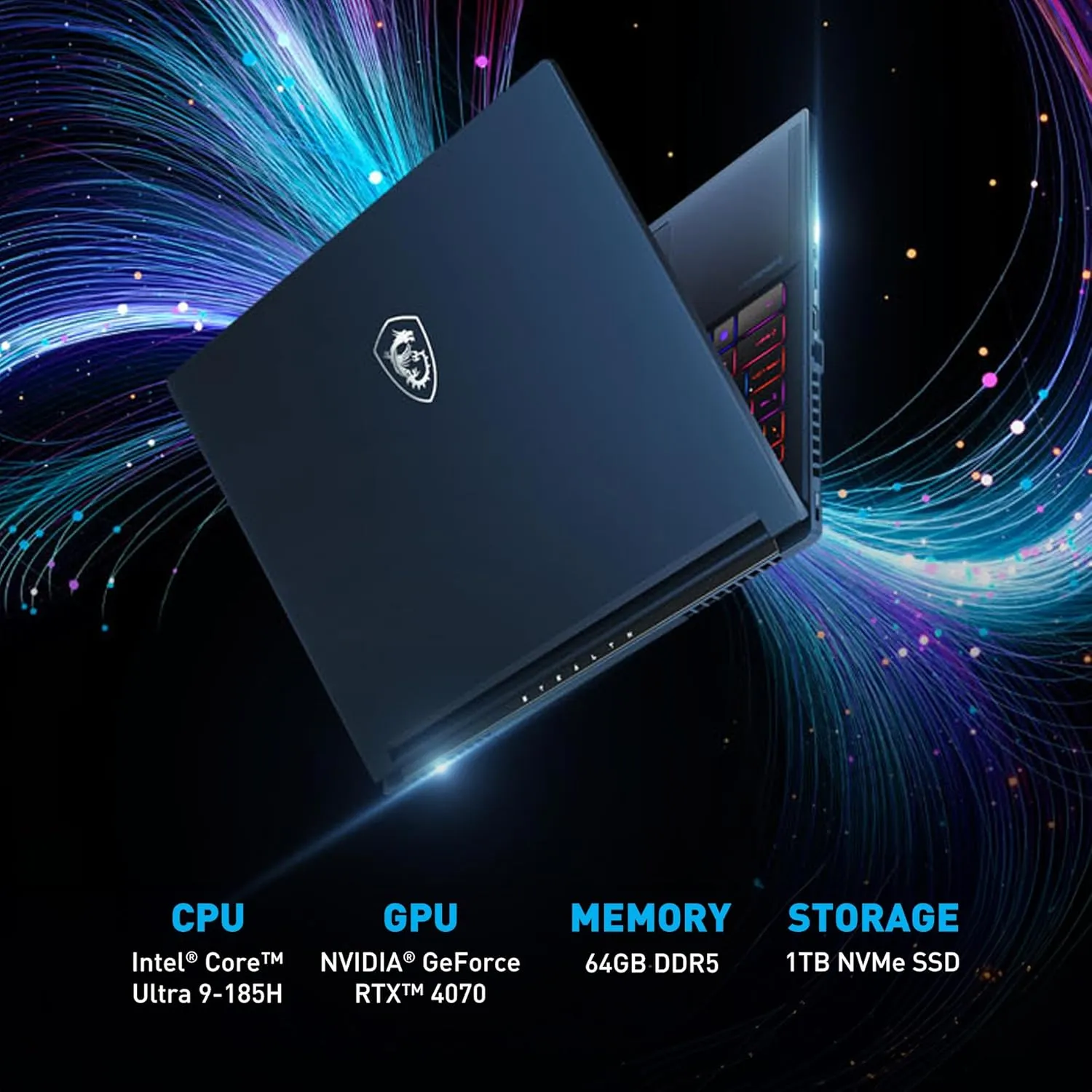 MSI Stealth 16 AI Studio 16” 240Hz QHD  Gaming Laptop: Intel Core Ultra 9-185H, NVIDIA Geforce RTX 4070, 64GB DDR5, 1TB NVMe SSD, Thunderbolt 4, Win 11 Pro: Star Blue A1VGG-036US