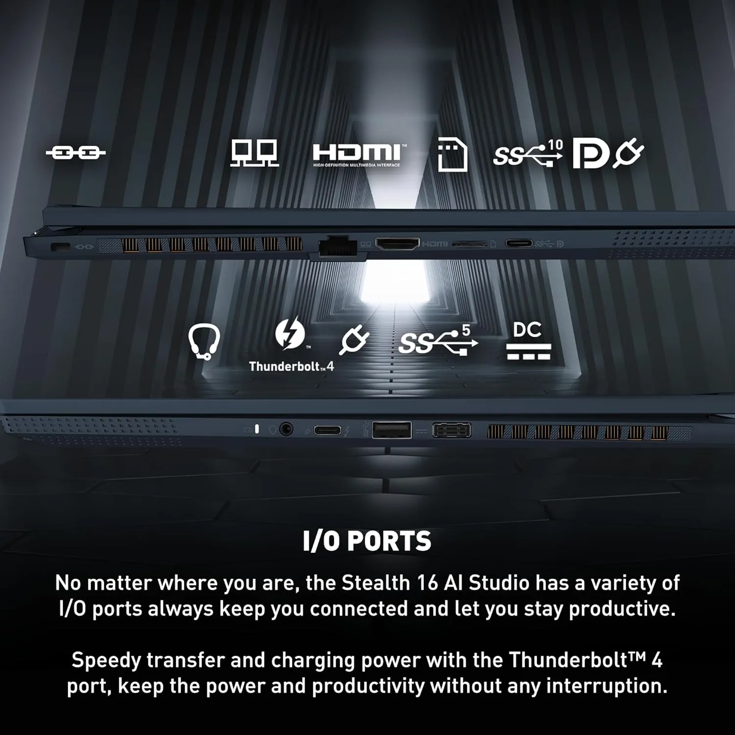 MSI Stealth 16 AI Studio 16” 240Hz QHD  Gaming Laptop: Intel Core Ultra 9-185H, NVIDIA Geforce RTX 4070, 64GB DDR5, 1TB NVMe SSD, Thunderbolt 4, Win 11 Pro: Star Blue A1VGG-036US