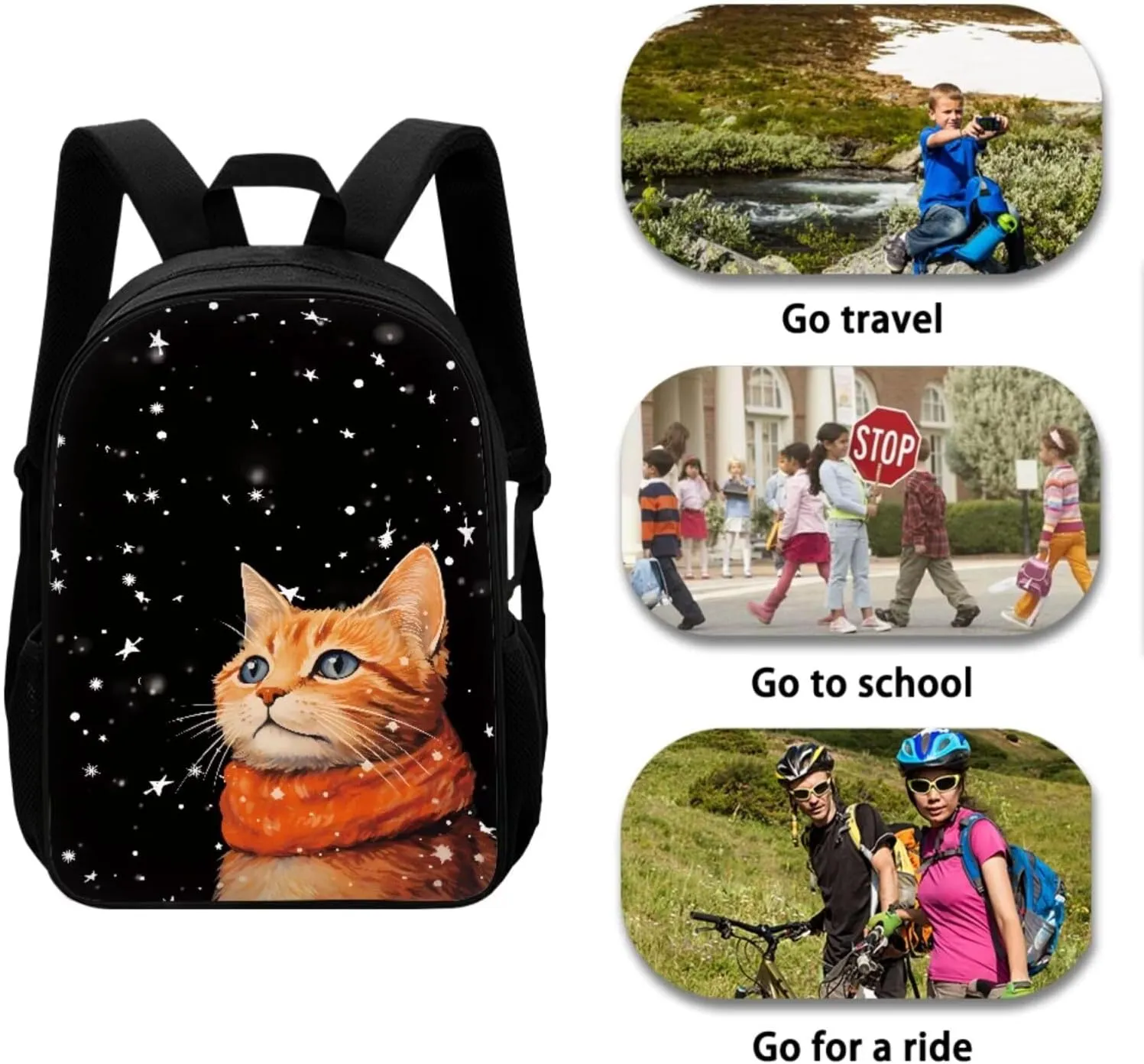 Mumeson Cute Cats Backpack Bookbag Set Back to School Supplies 3-Piece17 Inch Kids Backpack School Bags with Thermal Lunch Bags Small Pencase Pencase