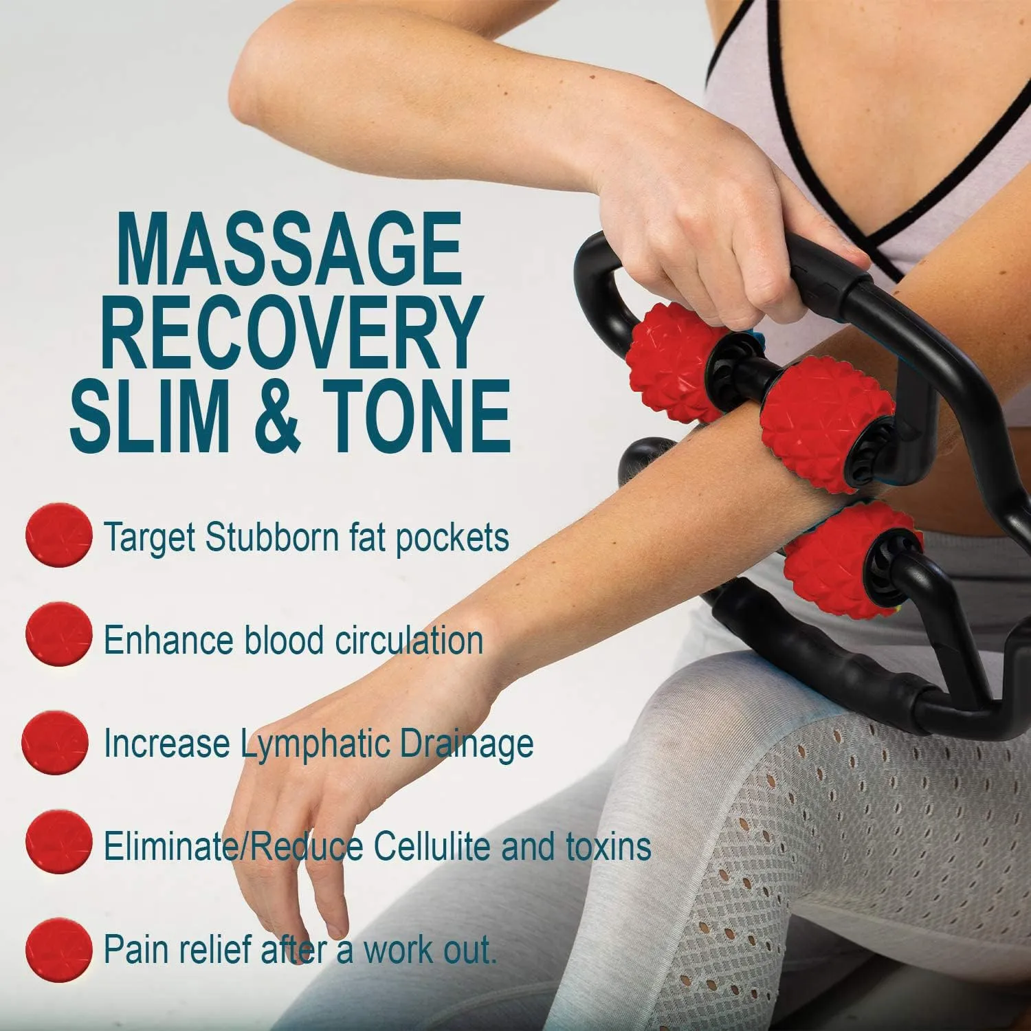 Muscle Roller for Muscles Deep Tissue/w Drawstring Gym Bag | Cellulite Remover Myofascial Massage Tool - Tennis Elbow Massager, Calf, Leg n Forearm Roller I High Density Foam Roller