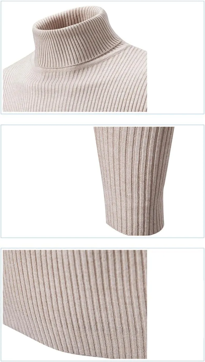 Muscularfit Casual Work Sweaters for Men Long Sleeve Slim Fit Knitted Pullover Thermal Warm Turtleneck Winter Loose Pullover