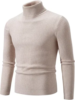 Muscularfit Casual Work Sweaters for Men Long Sleeve Slim Fit Knitted Pullover Thermal Warm Turtleneck Winter Loose Pullover