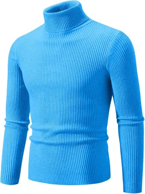 Muscularfit Casual Work Sweaters for Men Long Sleeve Slim Fit Knitted Pullover Thermal Warm Turtleneck Winter Loose Pullover