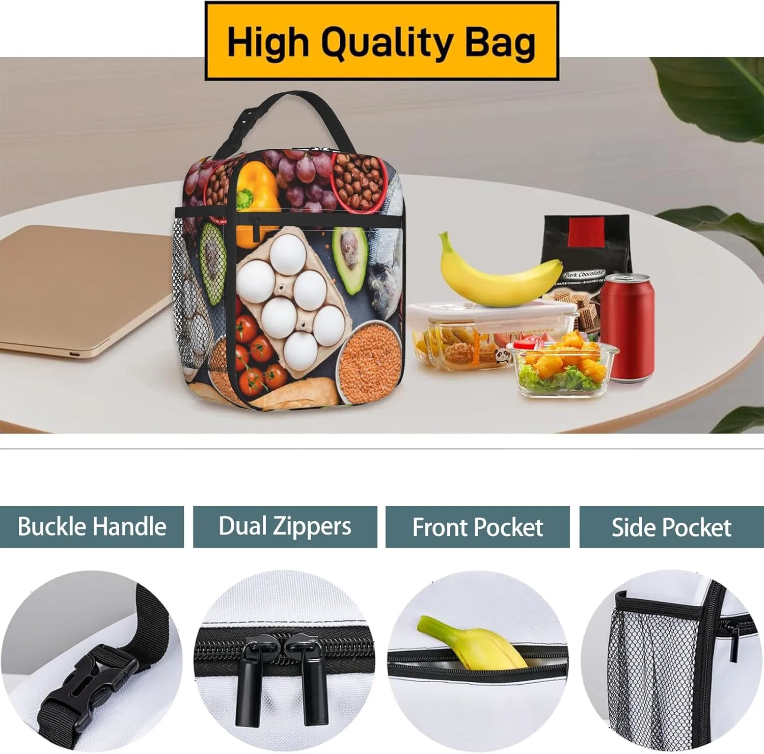 Mushroom Polyester Lunch Box for Kids Teen,Cute Reusable Thermal Lunch Bag for Adult Women,Butterfly Insulated Tote Cooler Bags for School, Work, Picnic,Travel,Autumnal Forest Fungi Design