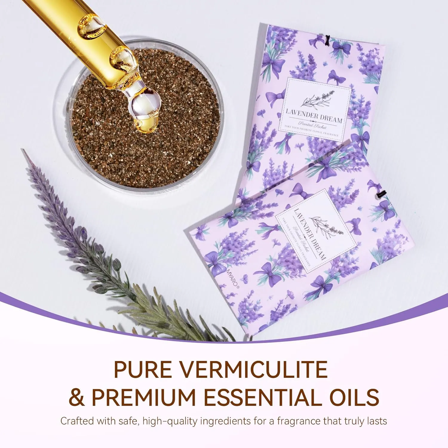 MYARO 20 Packs Fresh Lavender Sachets, Air Freshener for Drawer and Closet, Long-Lasting Sachets Bags Drawer deodorizers Fresh Scents, Home Fragrance for Lover