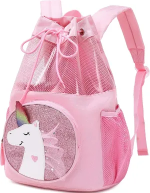 mygreen Drawstring Backpack Gym Cinch Bag for Swim Beach Sports Waterproof for Kids