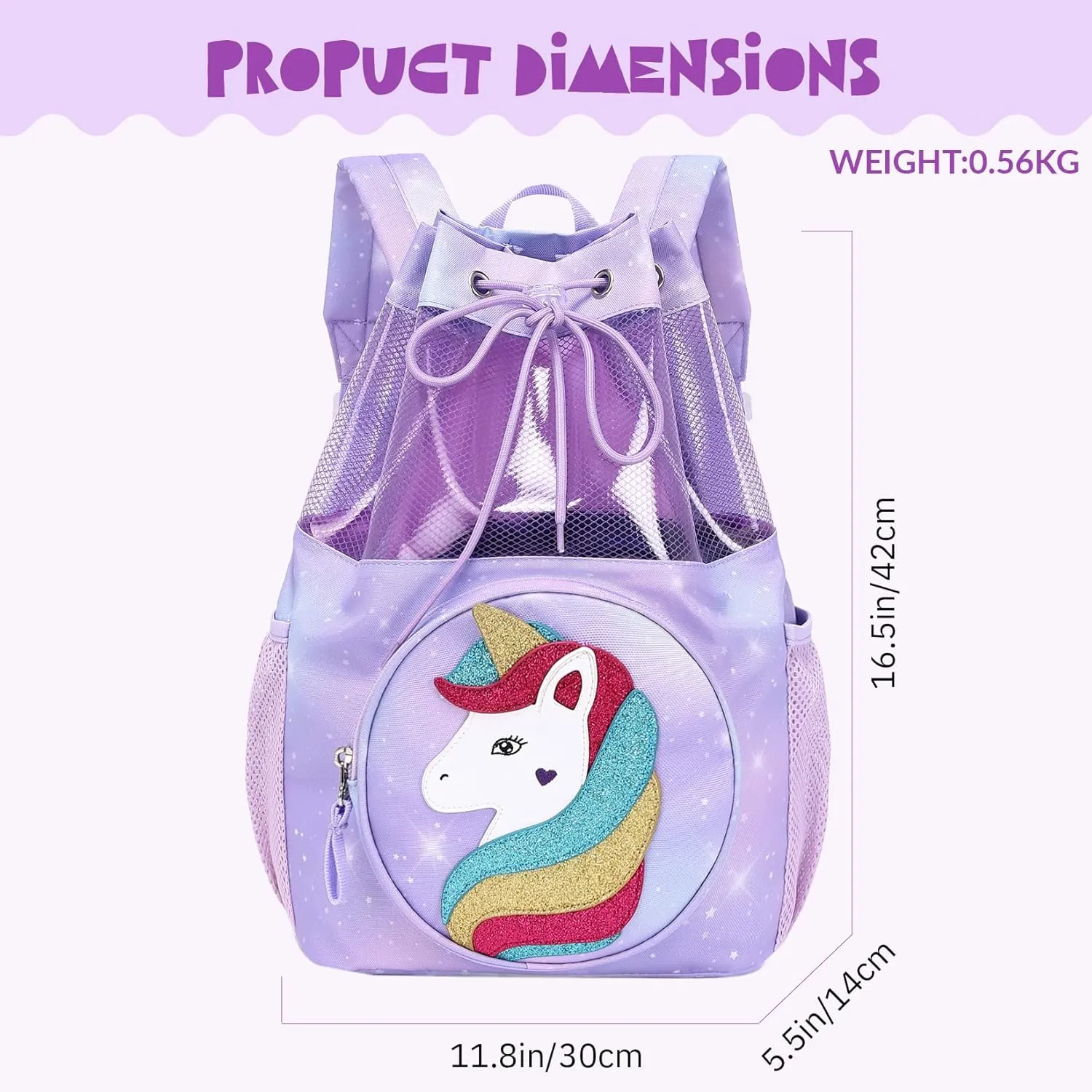 mygreen Drawstring Backpack Gym Cinch Bag for Swim Beach Sports Waterproof for Kids