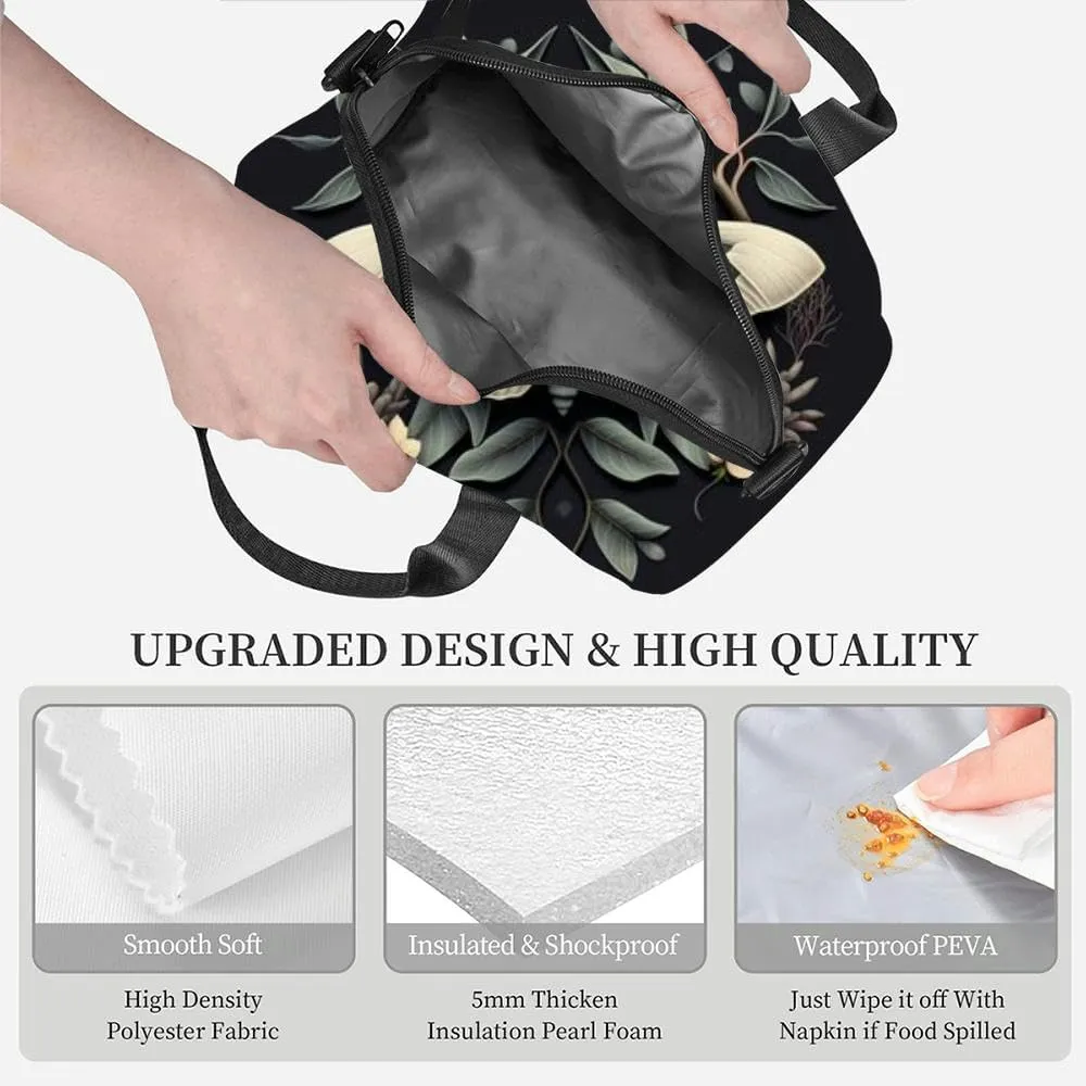 Mysterious Botanical Portrait an Imaginary Species [ Insulated Adult Lunch Bag with Shoulder Strap for Women Lightweight Reusable Portable Freezable Lunch Tote Bag for Work Picnic