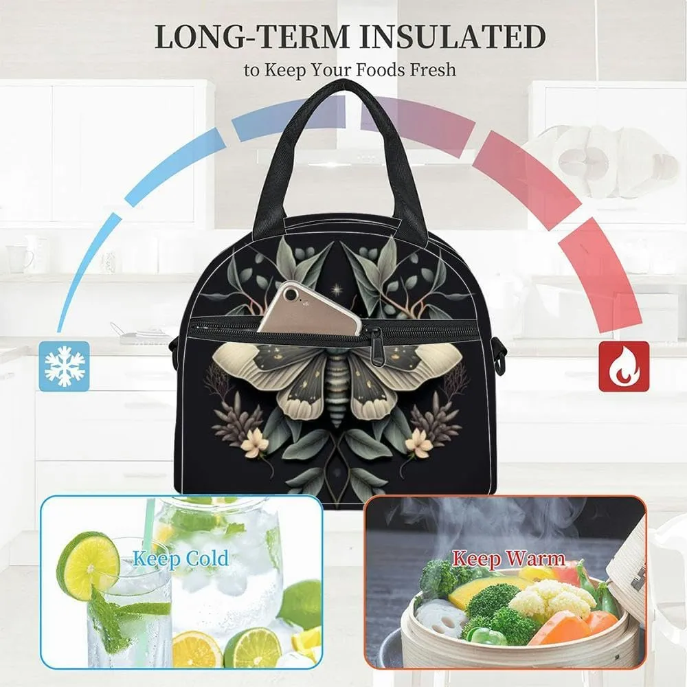 Mysterious Botanical Portrait an Imaginary Species [ Insulated Adult Lunch Bag with Shoulder Strap for Women Lightweight Reusable Portable Freezable Lunch Tote Bag for Work Picnic