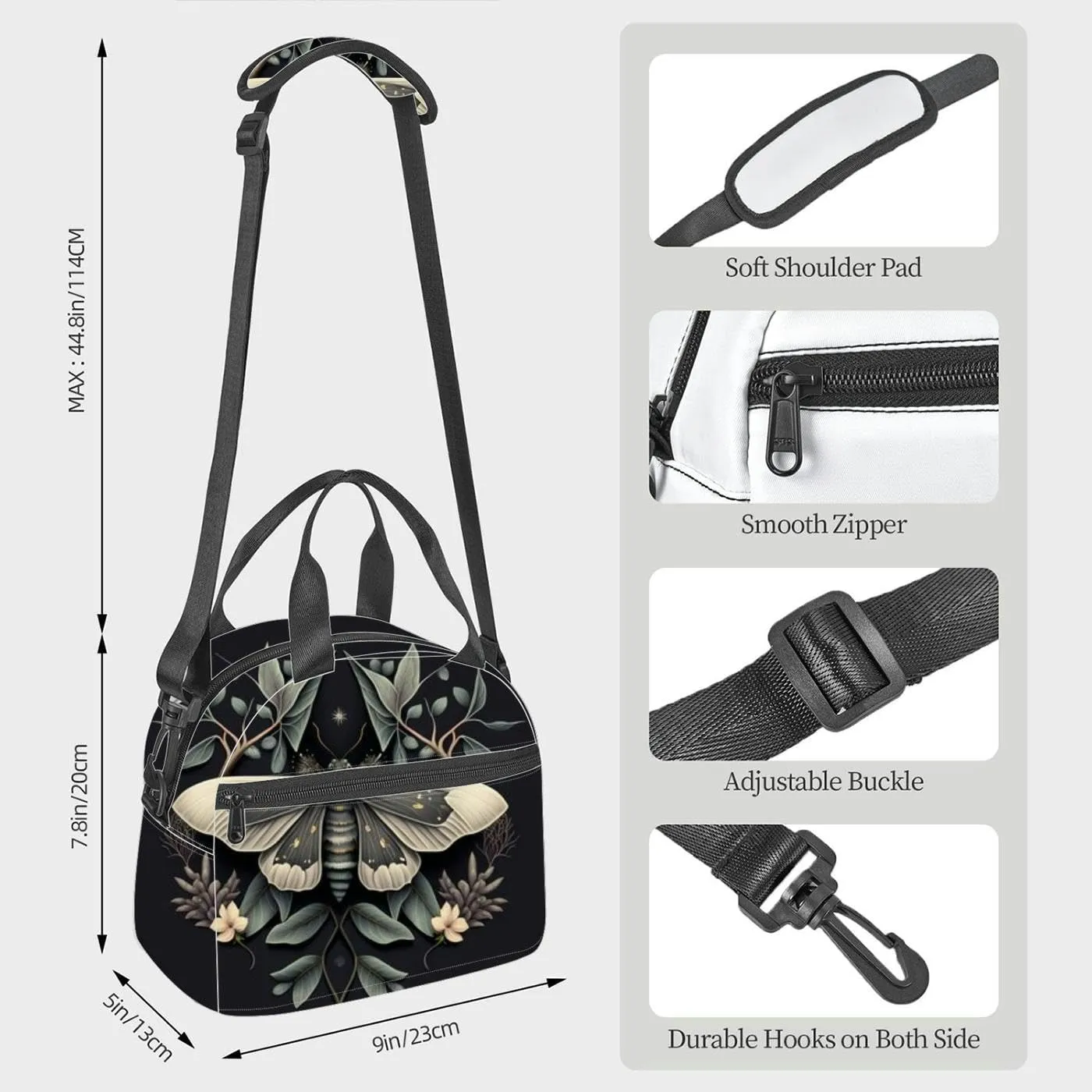 Mysterious Botanical Portrait an Imaginary Species [ Insulated Adult Lunch Bag with Shoulder Strap for Women Lightweight Reusable Portable Freezable Lunch Tote Bag for Work Picnic