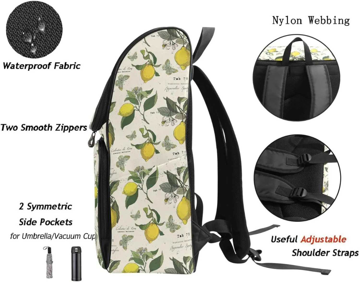 Naanle Daypack College School Backpack Large Travel Hiking Bags for Men Women,Waterproof Computer Bag Fits 15.6 Inch Laptop