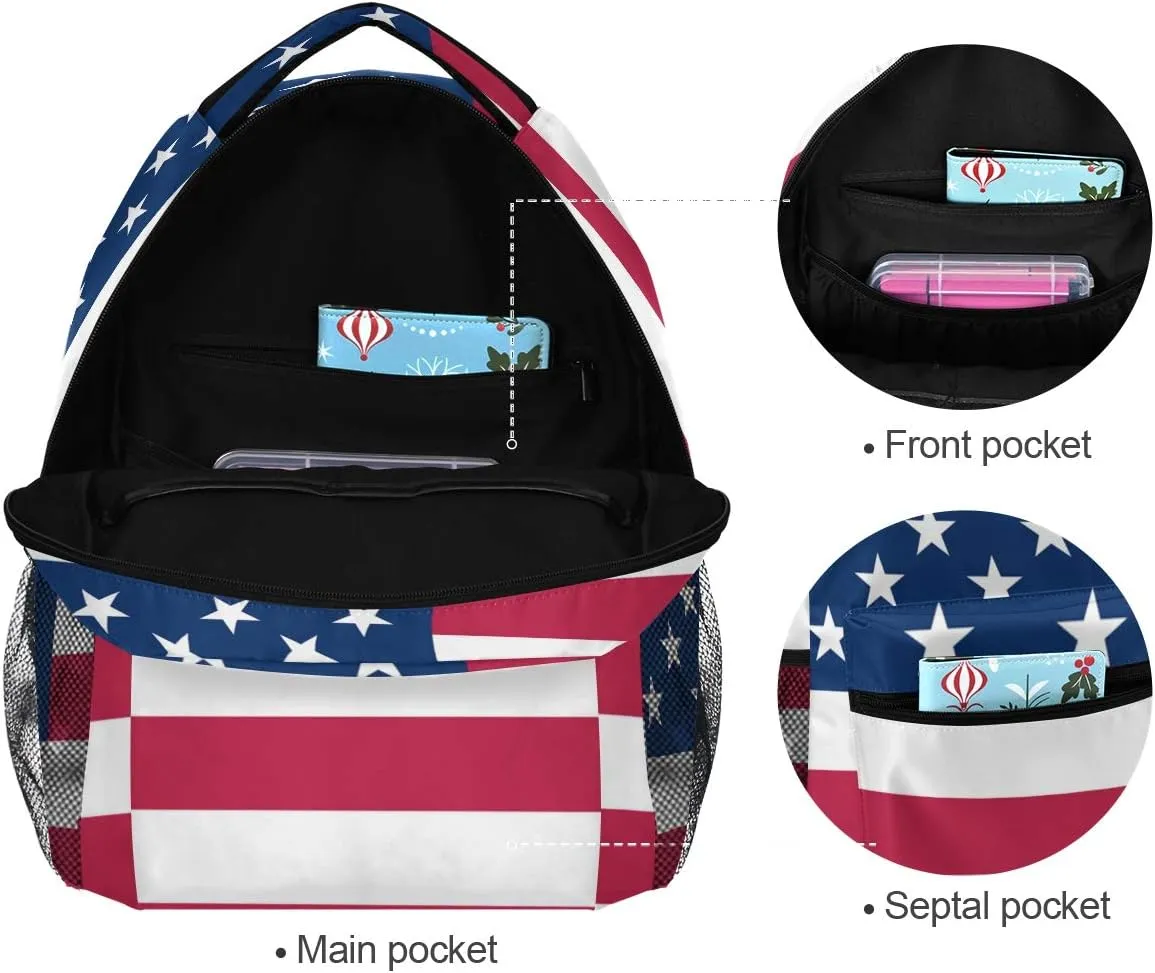 Nander Backpack Travel American Flag School Bookbags Shoulder Laptop Daypack College Bag for Womens Mens Boys Girls