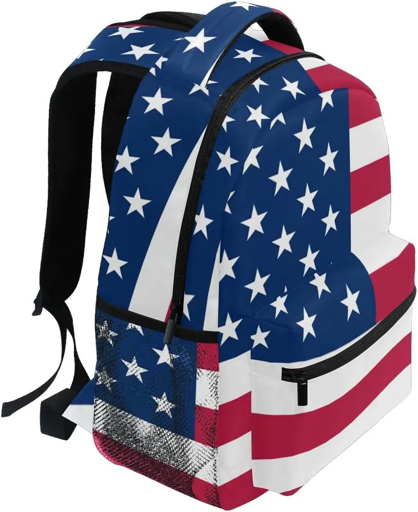 Nander Backpack Travel American Flag School Bookbags Shoulder Laptop Daypack College Bag for Womens Mens Boys Girls