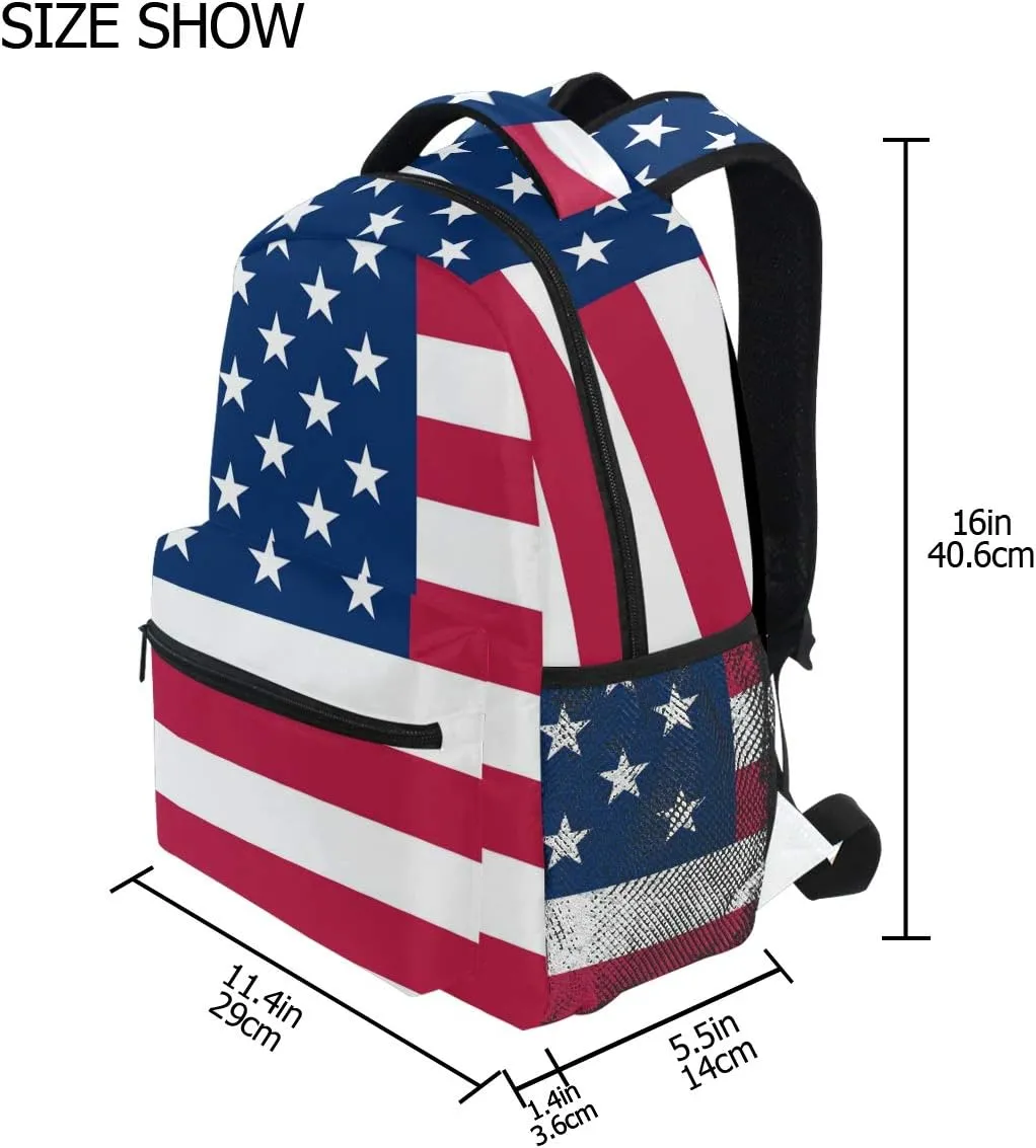 Nander Backpack Travel American Flag School Bookbags Shoulder Laptop Daypack College Bag for Womens Mens Boys Girls
