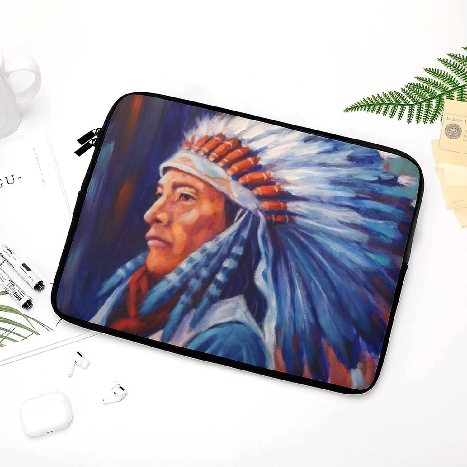 Native Indian Chief Laptop Sleeve Case Computer Handbags Briefcase Carrying Bag for 10/12/13/15/17 Inch Laptops