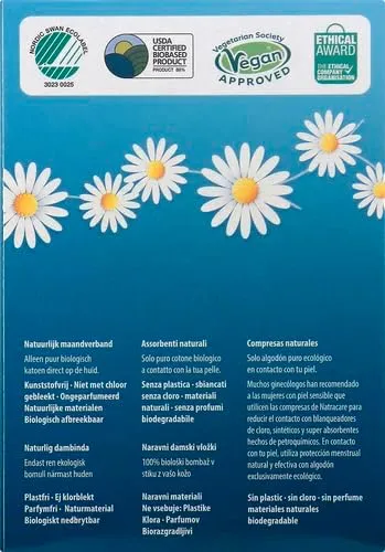 Natracare Slim Fitting Ultra Pads with Wings, Long, Made with Certified Organic Cotton, Ecologically Certified Cellulose Pulp and Plant Starch (4 Pack, 10 Pads Total)