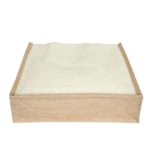 Natural Handmade White and Beige Jute Bag ( 12X16Inch) Set of 2