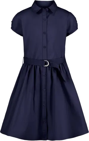 Nautica Girls' School Uniform Short Sleeve Shirtdress