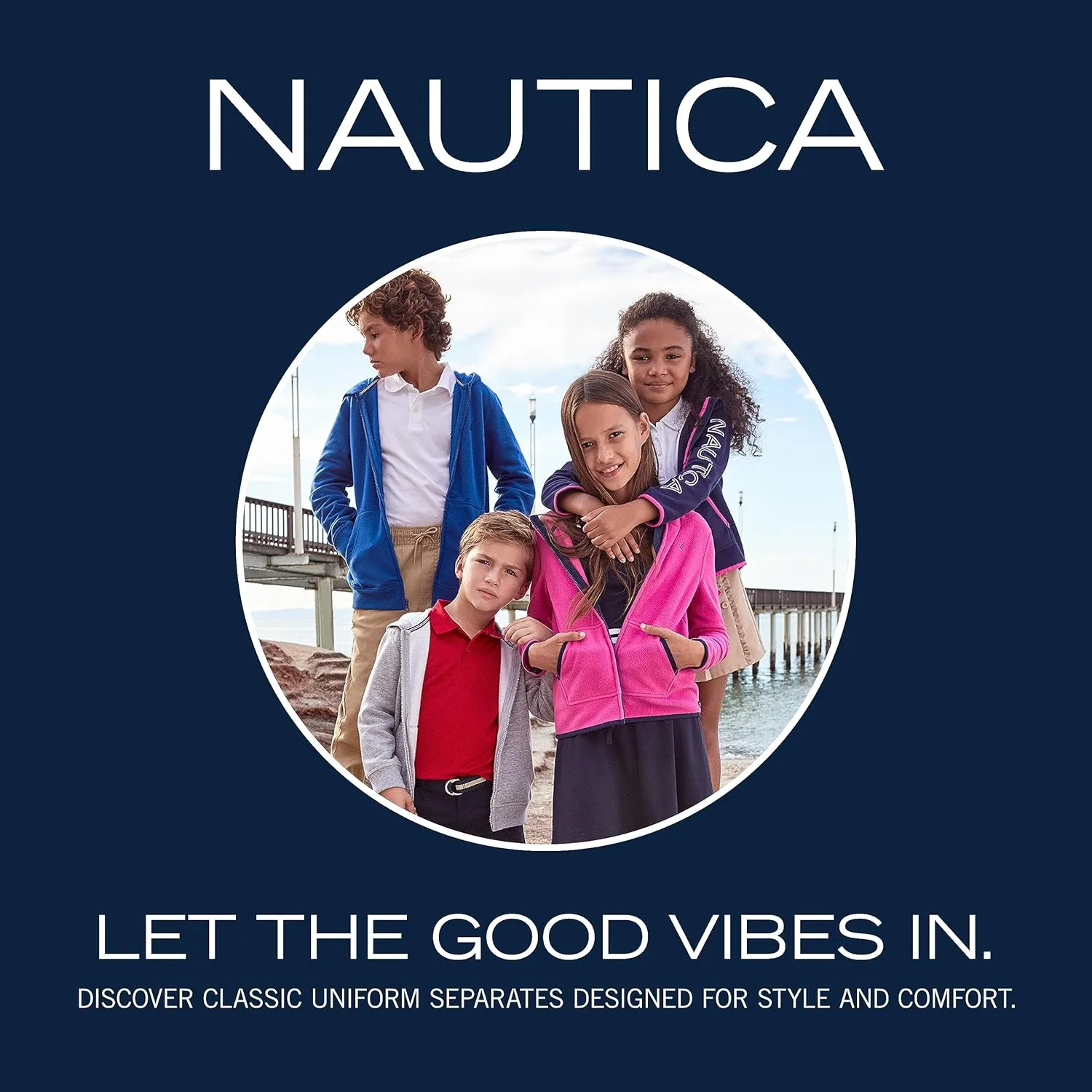 Nautica Girls' School Uniform Short Sleeve Shirtdress